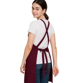 Fartuch gastronomiczny na ramiączkach bordowy 90 cm